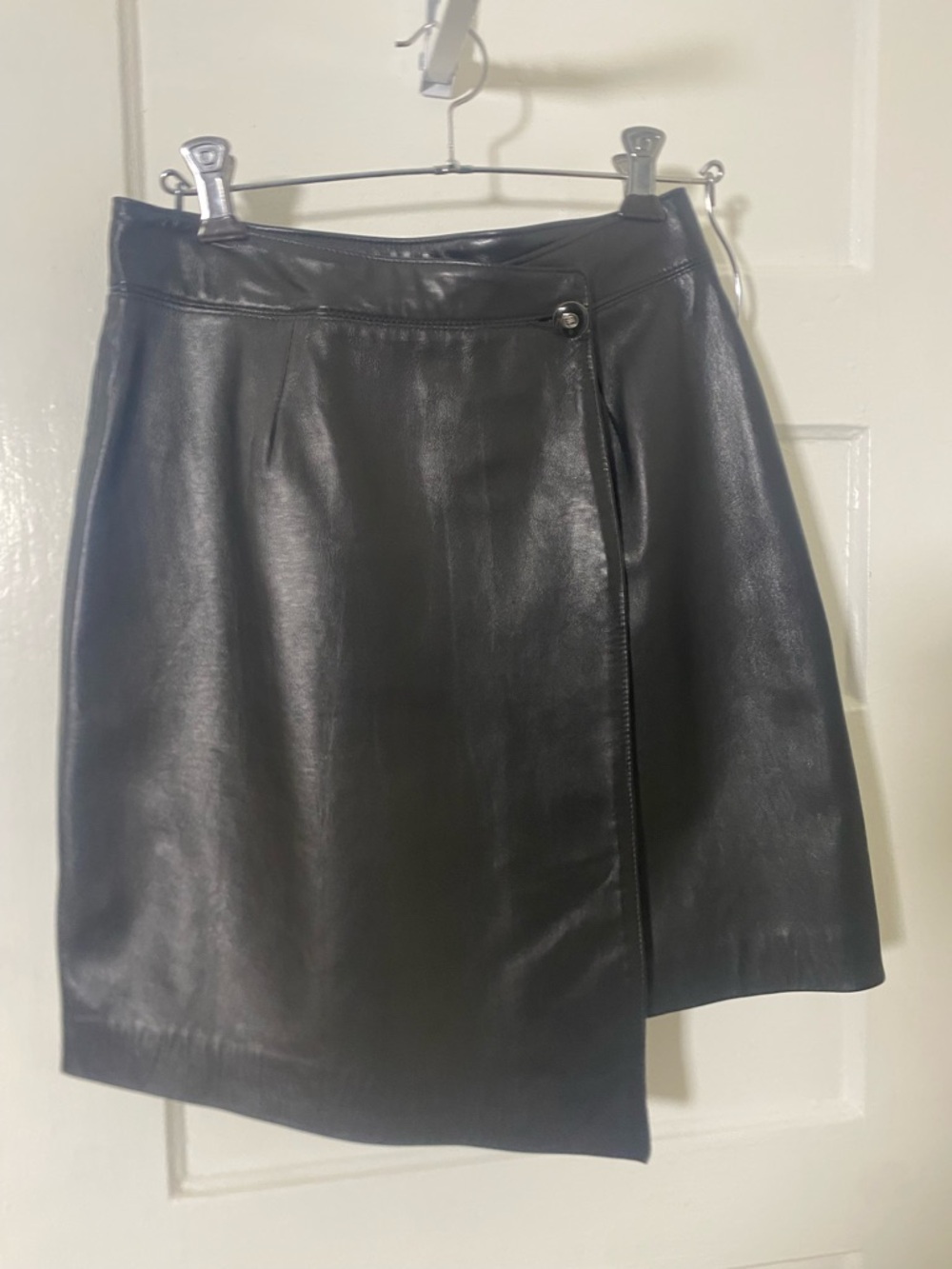 Vintage Black Leather Wrap Skirt
